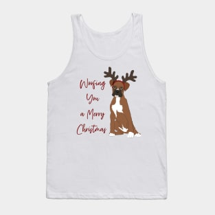 Cute Christmas Boxer, woofing you a merry Christmas Tank Top